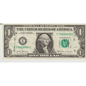 2017A $1 Fancy Note – Serial #E78889908C – Double Pair Pattern / Collectible